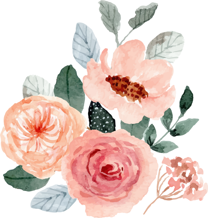 peach floral watercolor arrangement